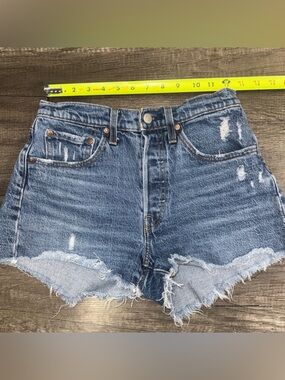Levi’s Premium 501 Button Fly Distressed Cutoff Denim Shorts